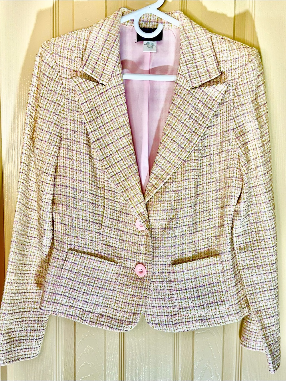Star City Light Pink Purple Beige and White Tweed Blazer Jacket